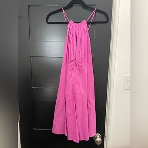 Free People halter tie button-back drop waist mini dress